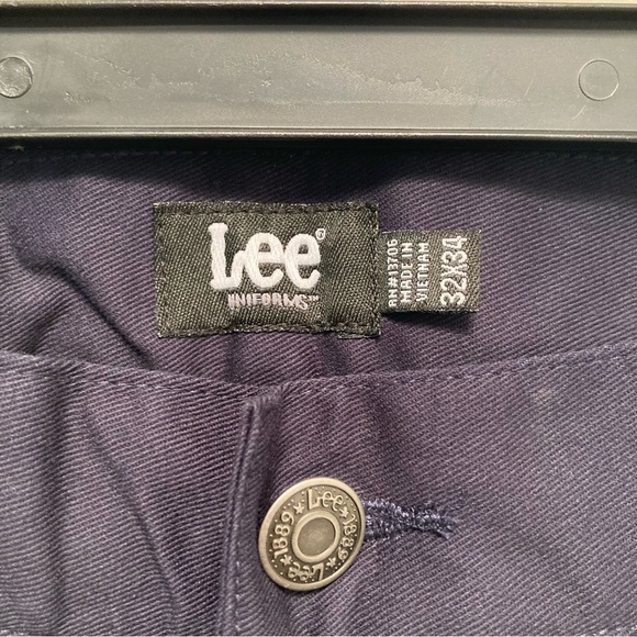NWT Lee Men Navy Blue Slim Straight Classic Fit Trouser Work Uniform Pants 32x34 - Picture 6 of 10